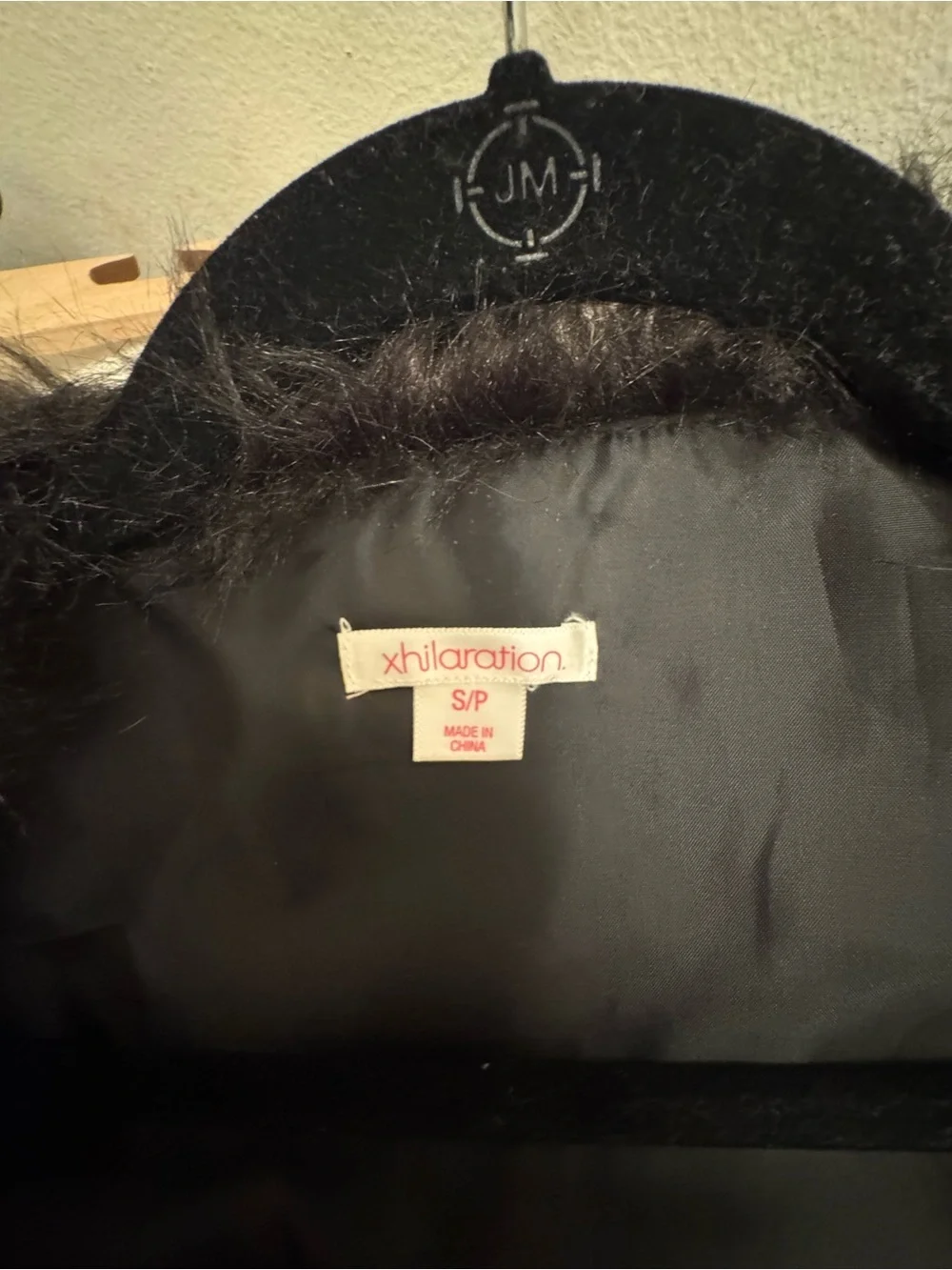 Xhilaration Charcoal Black Shaggy Faux Fur Vest